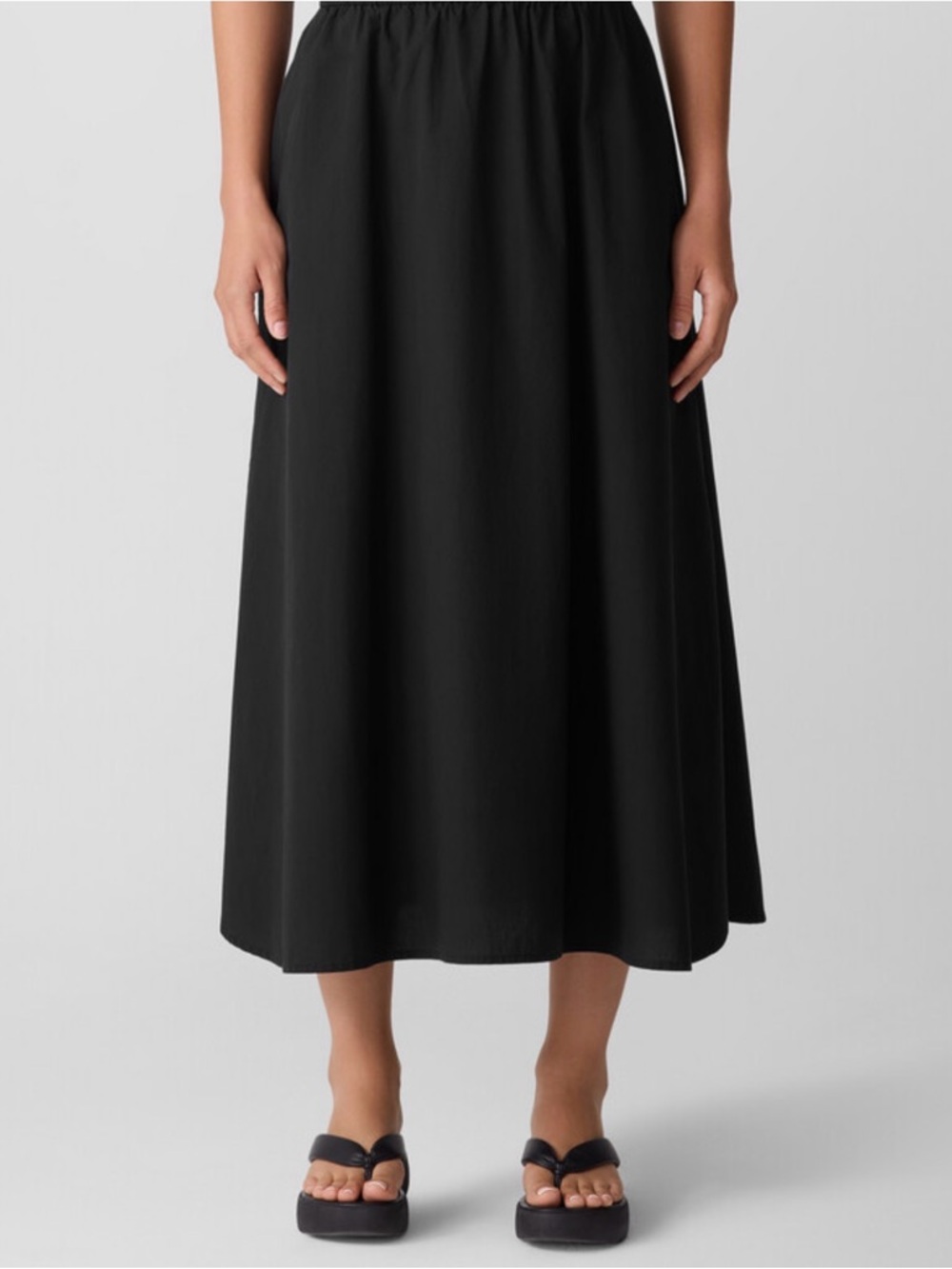 Eileen Fisher Organic Washed Cotton Poplin A-Line Midi Women's Skirt NEW NWT MED